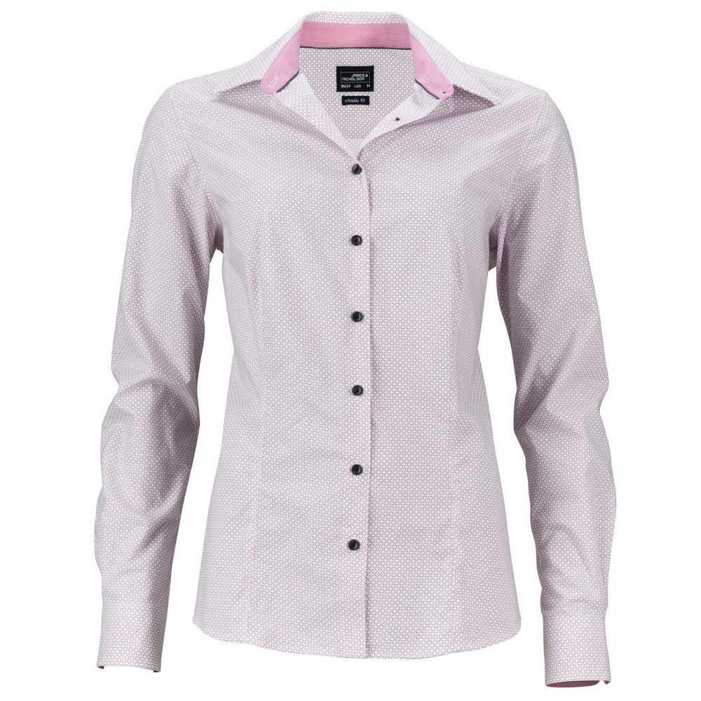 James & Nicholson (Daiber) Dámská luxusní košile Diamonds JN669 - Bílá / červená | L