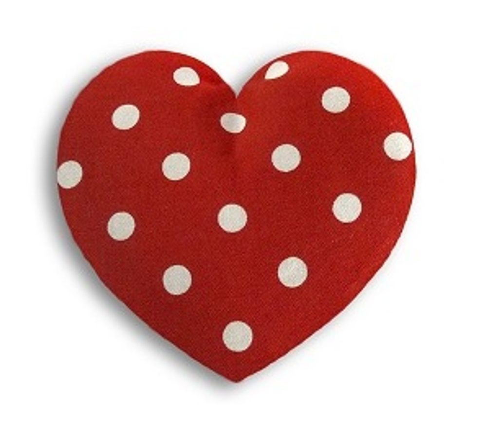 Leschi LESCHÍ Hřející polštářek srdíčko malé 14x14cm červená s puntíky