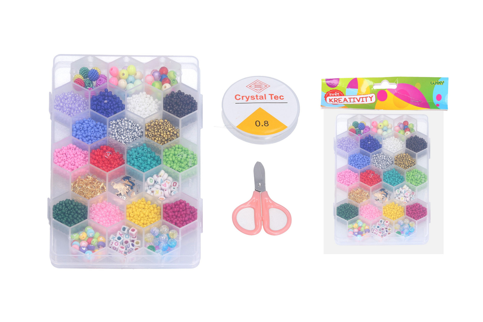 Korálky set + provázek + nůžky + zapínání