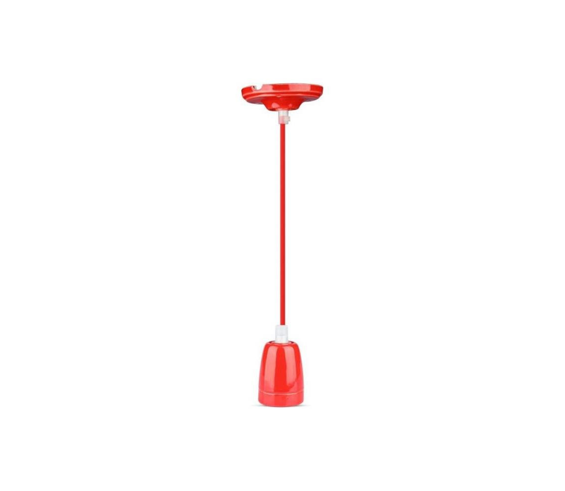 Napájecí kabel 1xE27/60W/230V červená/porcelán