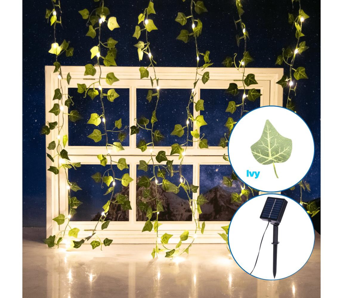 B.V.  - LED Solární řetěz 70xLED/4x1m IP65 teplá bílá ivy