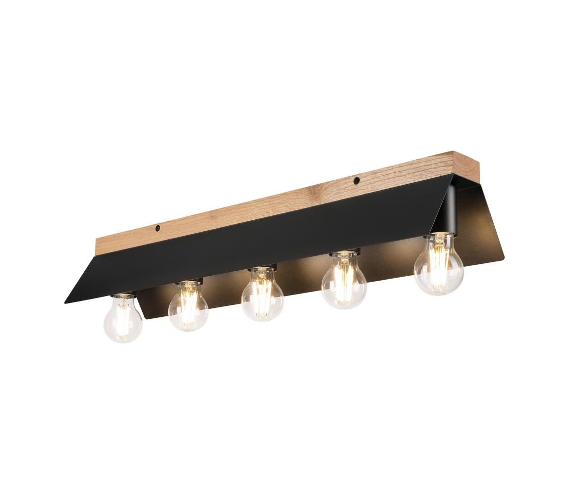 Stropní svítidlo ESME 5xE27/15W/230V černá/dub