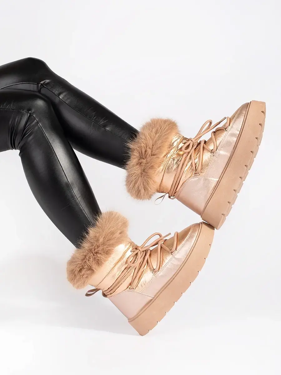 Trendy sněhule zlaté dámské na platformě