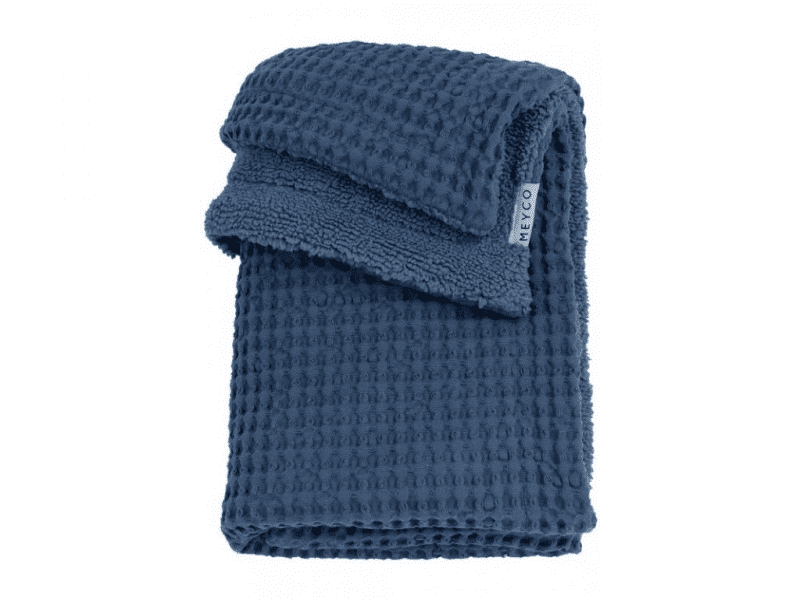 Meyco deka do postýlky Waffle Teddy fleece 100x150 Indigo