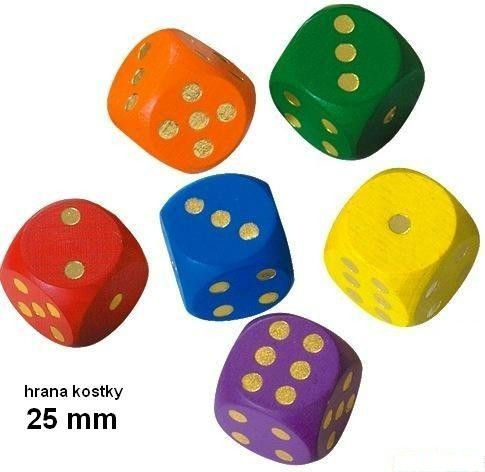 Detoa Hrací kostka dřevěná - Velká 25mm, 1ks (Detoa) Barva: Červená