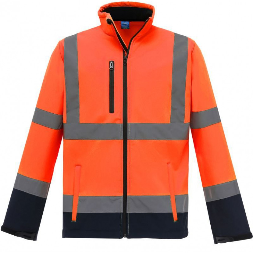 Softshellová bunda Yoko Hi-Vis - oranžová svítící-navy, S