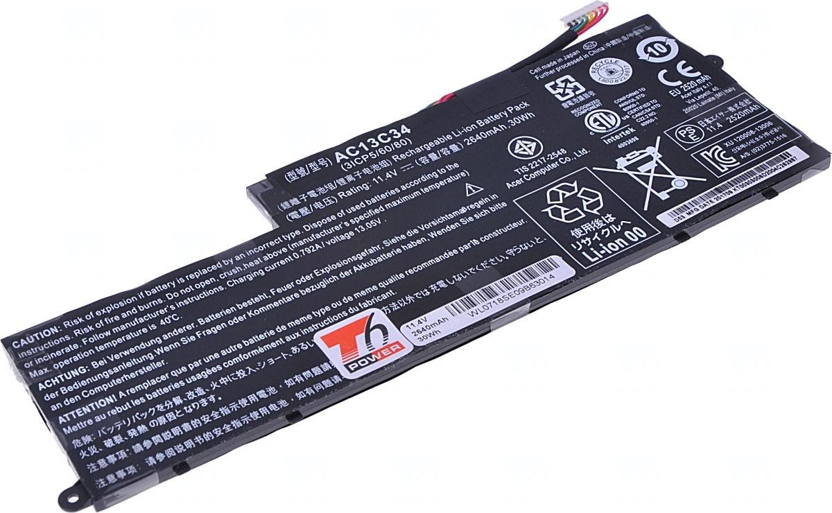 Baterie T6 Power Acer Aspire V5-122P, V5-132P, E3-111, E3-112, 2640mAh, 30Wh, 3cell, Li-pol