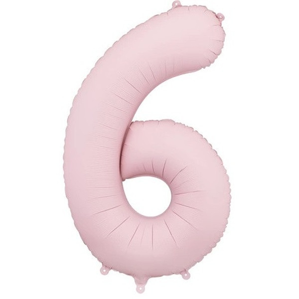 Balónek fóliový číslo 6 světle růžová 86 cm