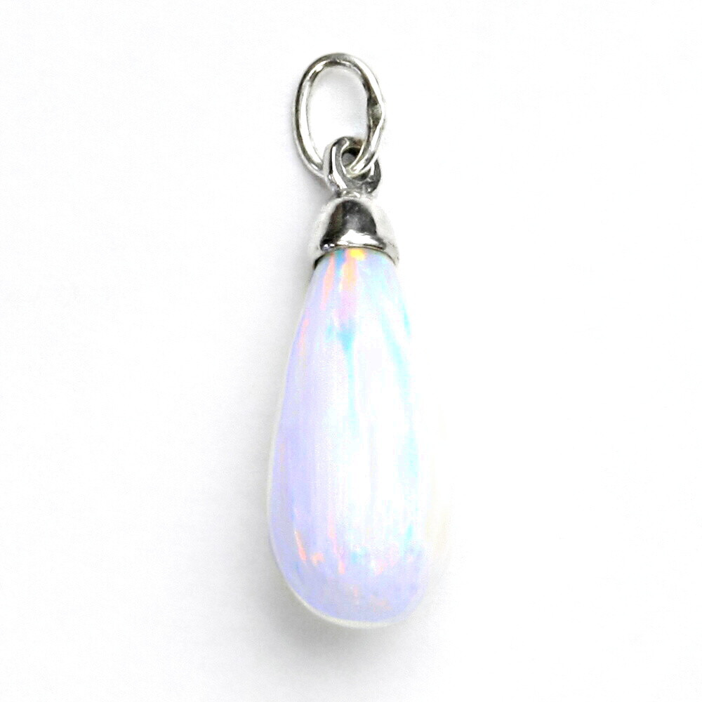 Stříbrný přívěsek, bílý syntetický opál, přívěsek s opálem, P 41