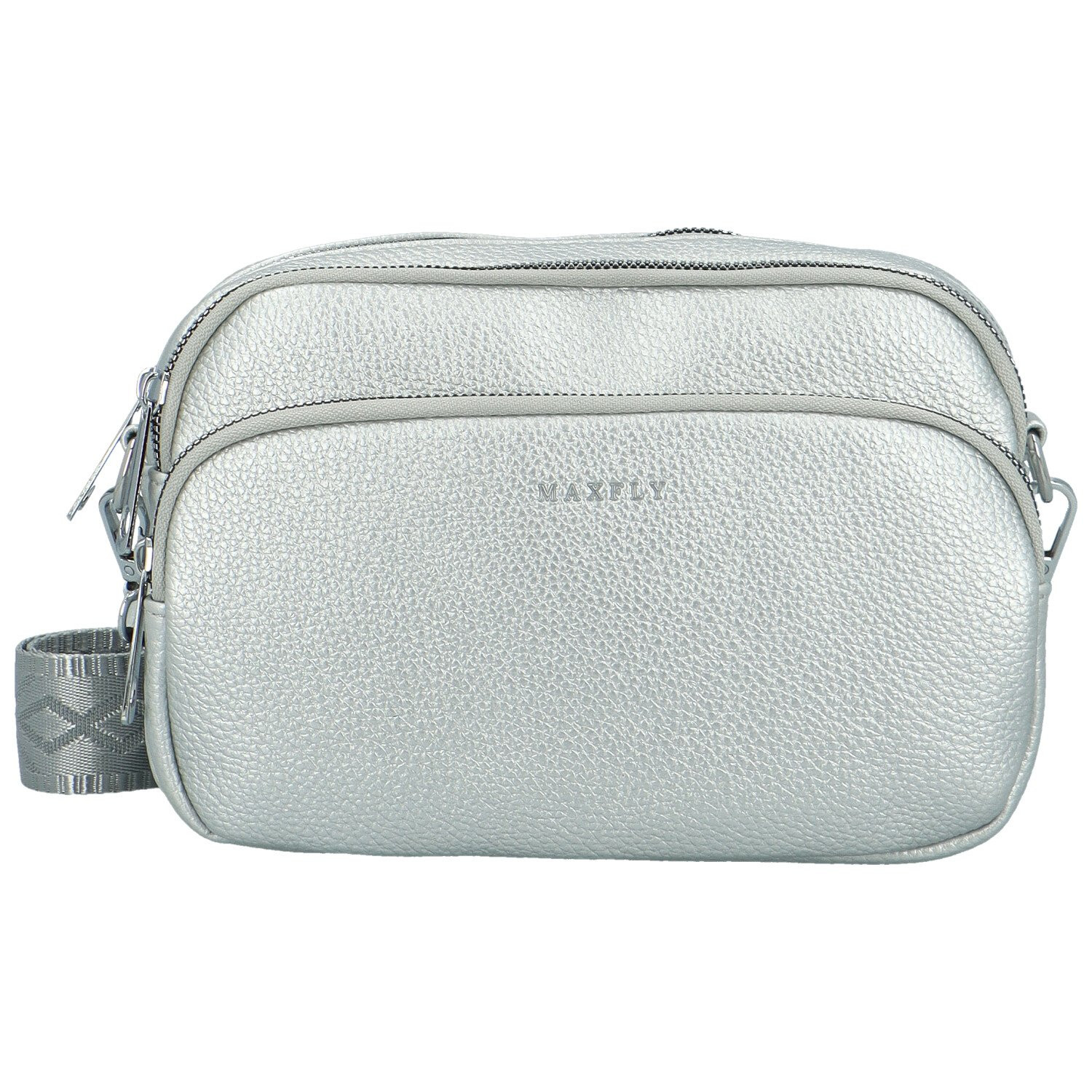 Trendy dámská koženková crossbody kabelka Rory, stříbrná
