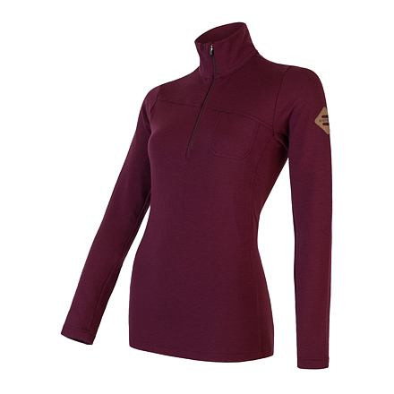 SENSOR MERINO EXTREME dámské triko dl.rukáv zip port red Velikost: XL 8592837075785