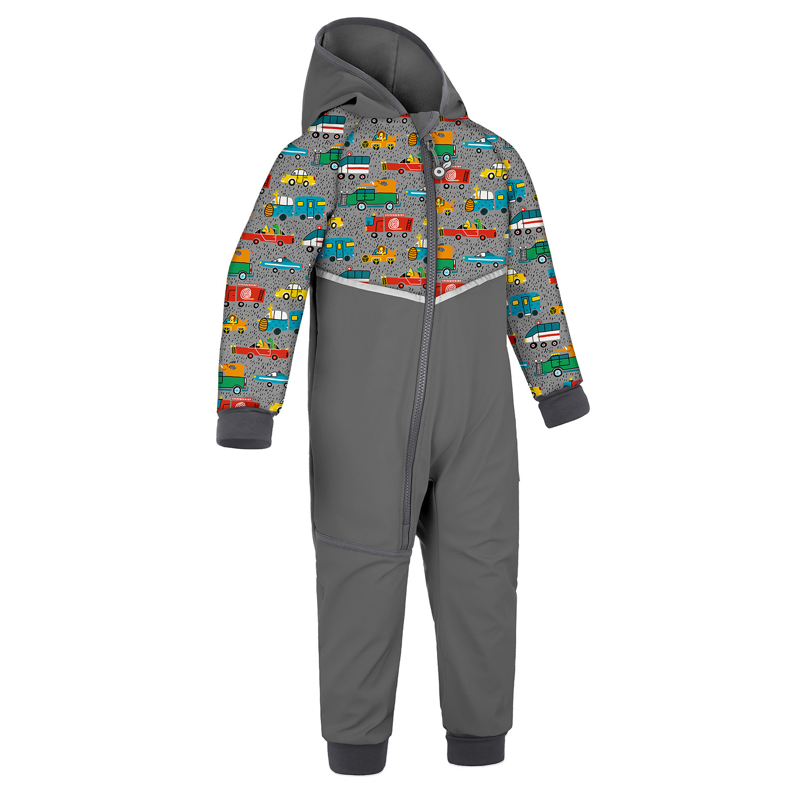 Unuo Unuo, Batolecí softshellová kombinéza s fleecem Mini, Tm. Šedá, ZOO na výletě Velikost: 74/80 8596227097760