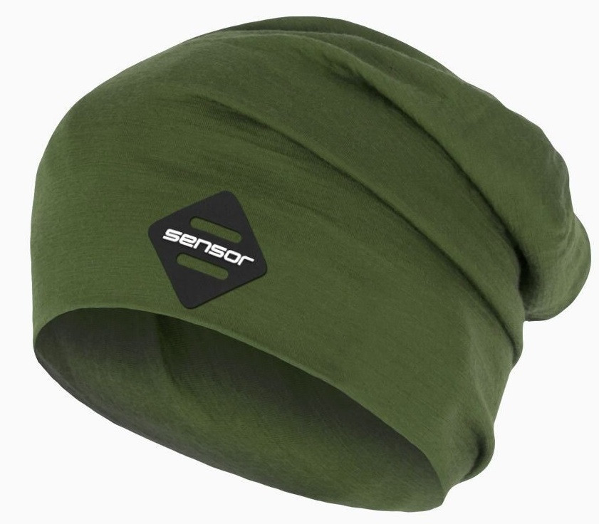 SENSOR ČEPICE MERINO ACTIVE LOGO safari green Velikost: M 8592837102085