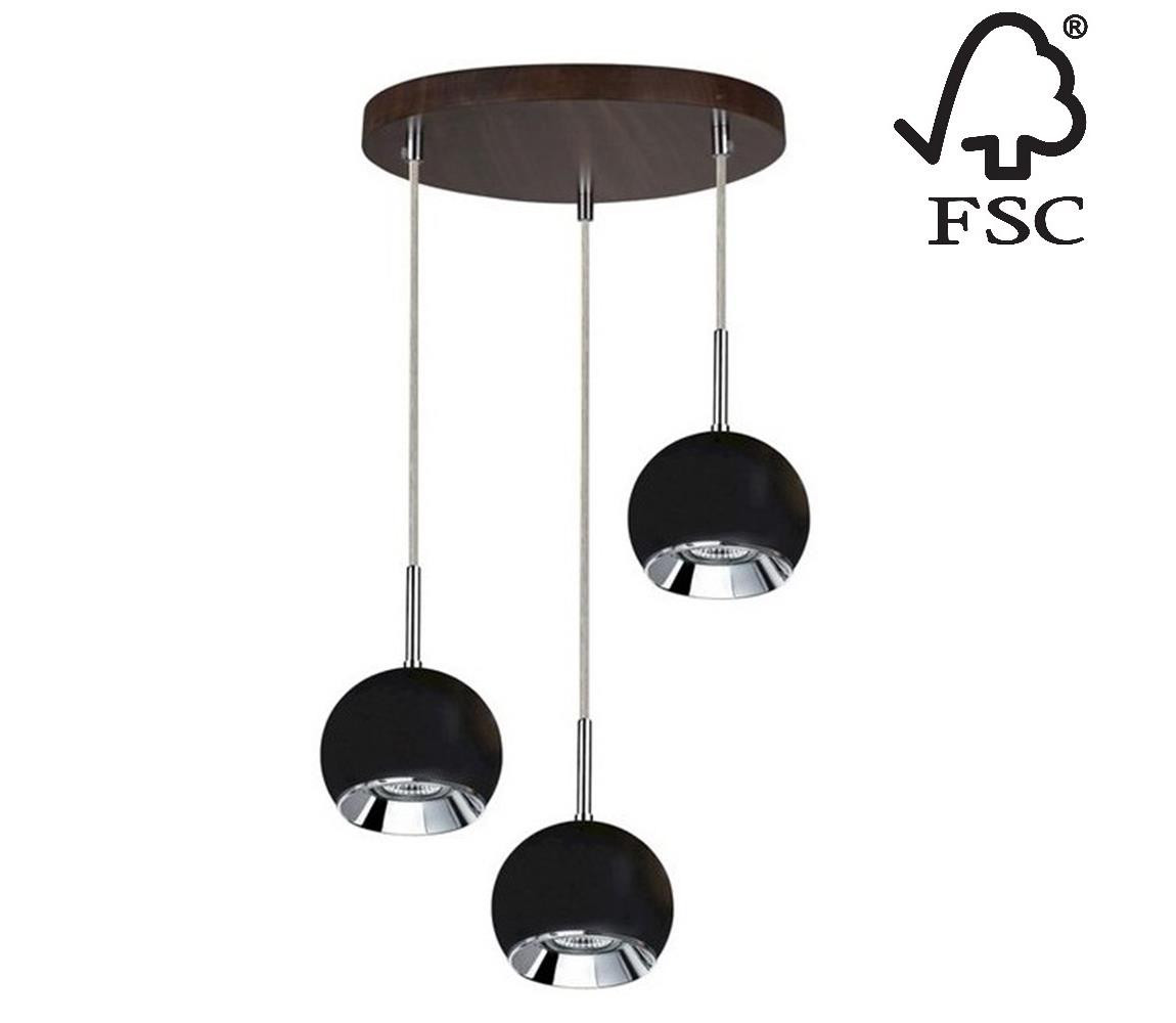 5143376R - LED Lustr na lanku BALL WOOD 3xGU10/5W/230V