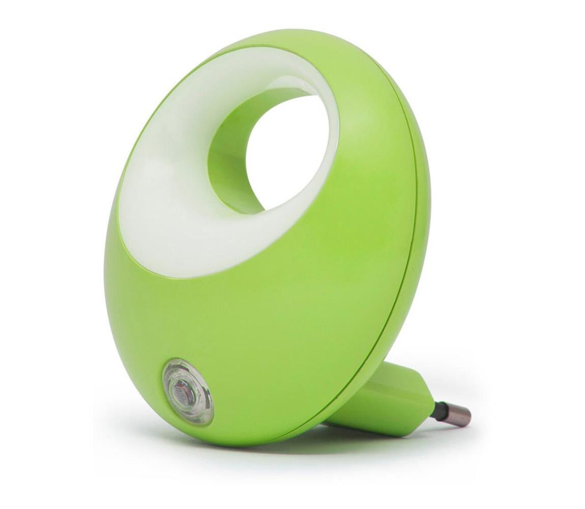 LED Orientační svítidlo se senzorem do zásuvky LED/1W/230V zelená