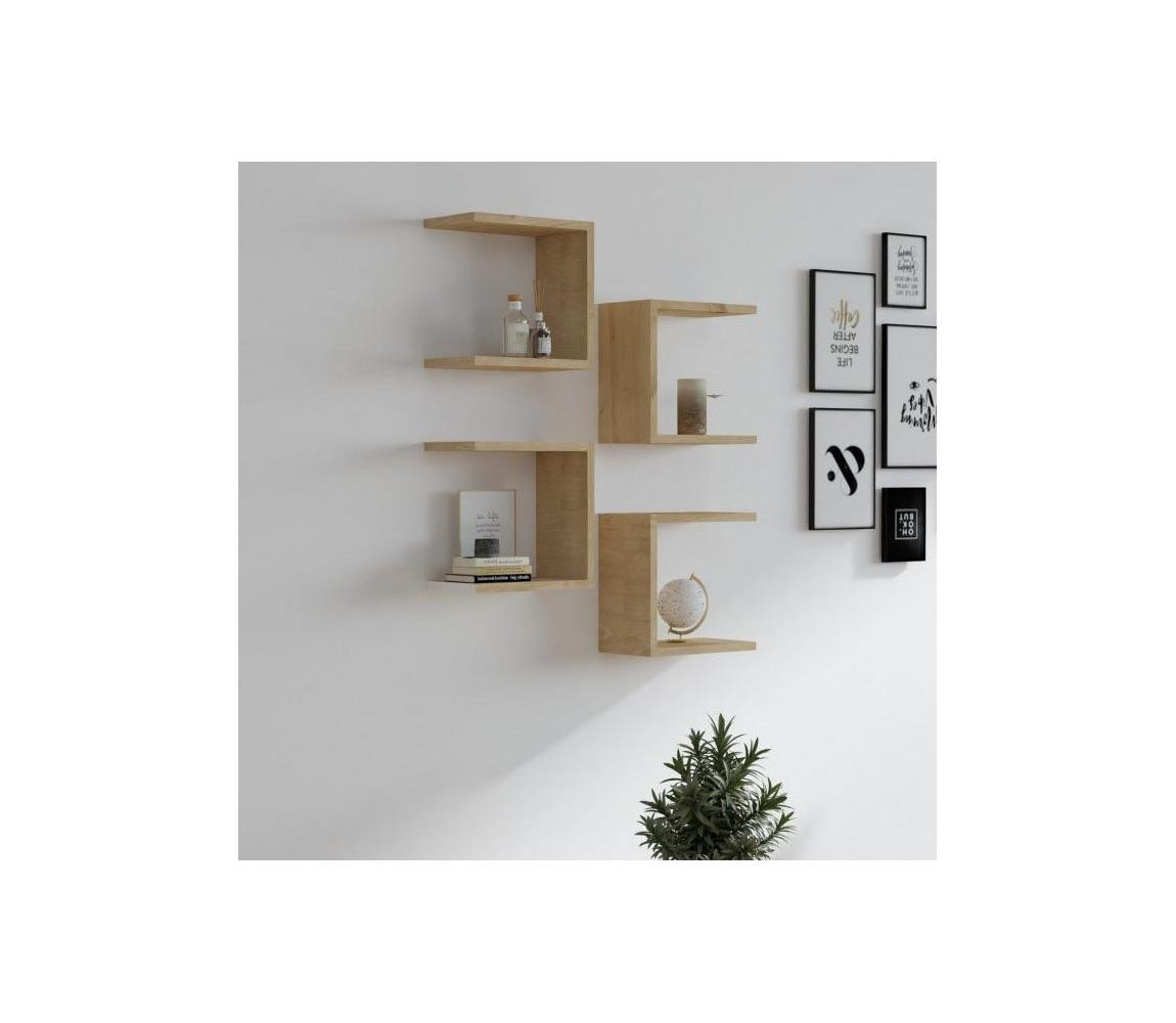 SADA 4x Nástěnná police BASE hnědá