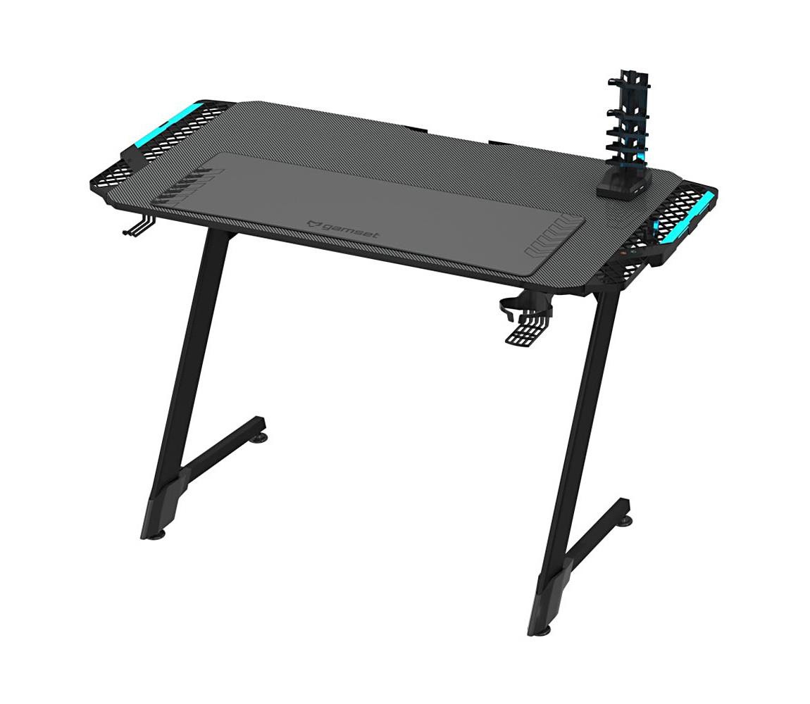 Herní stůl SNAKE s LED RGB podsvícením 100x60 cm černá