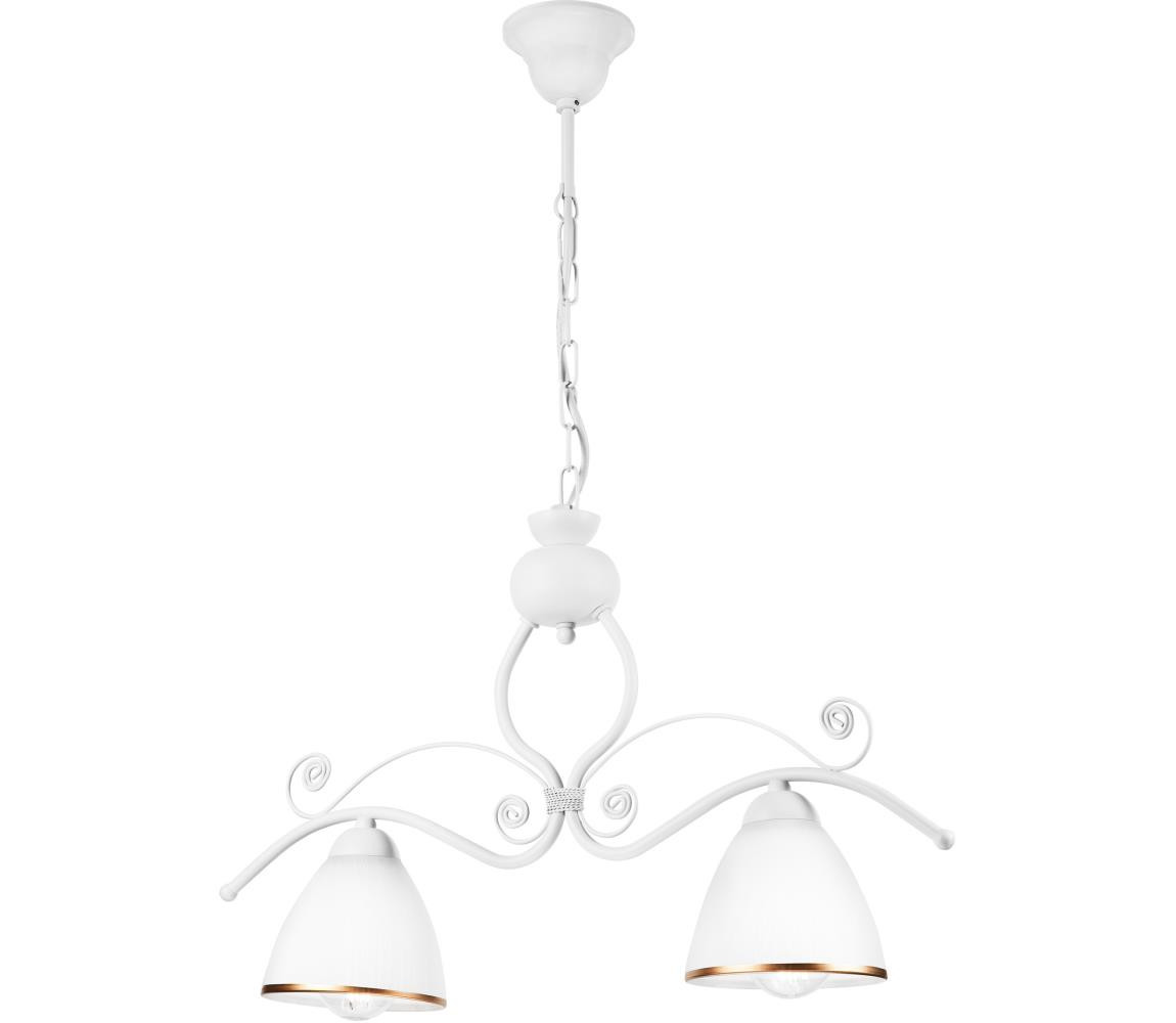 Lustr na řetězu RETRO 2xE27/60W/230V matná bílá