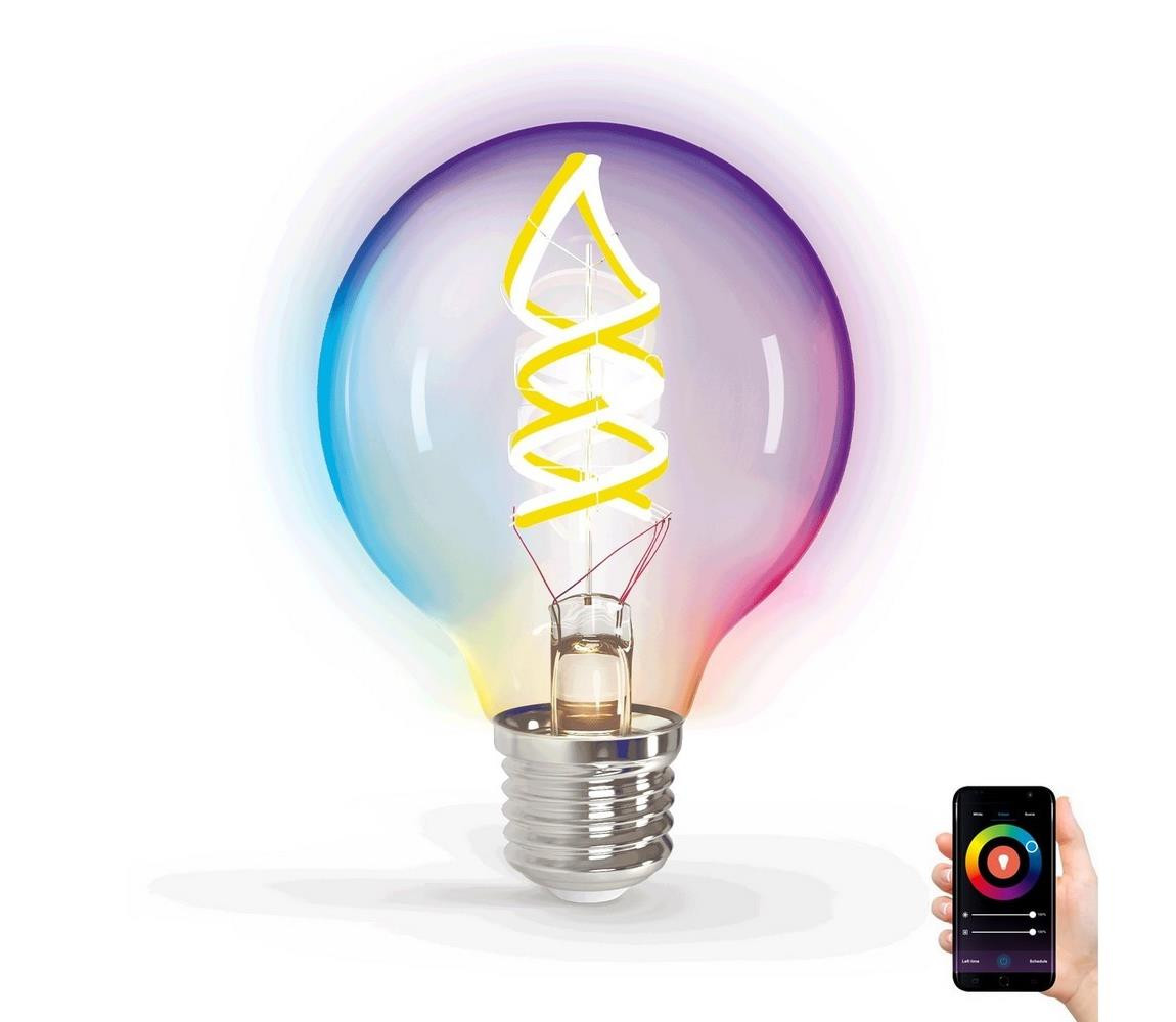 B.V. LED RGBW Stmívatelná žárovka FILAMENT G80 E27/4,9W/230V 2700K Wi-Fi -
