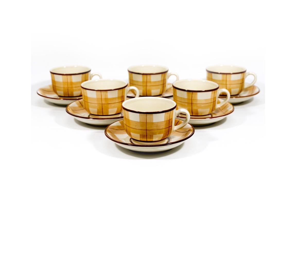 Čajová sada 6x keramický šálek Lucie s podšálkem béžová