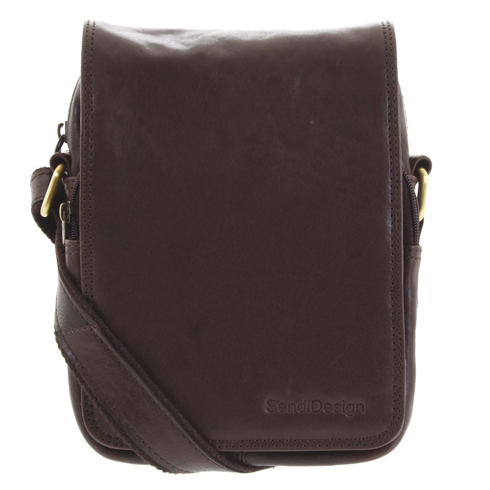 Pánská kožená taška přes rameno tmavě hnědá - SendiDesign Muxos hnědá