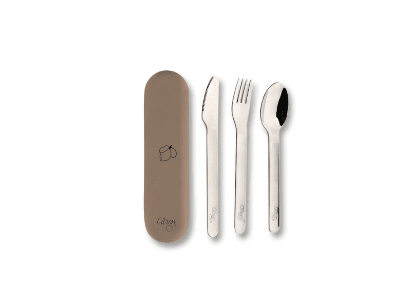 Citron Set příborů se silikonovým pouzdrem, BROWN
