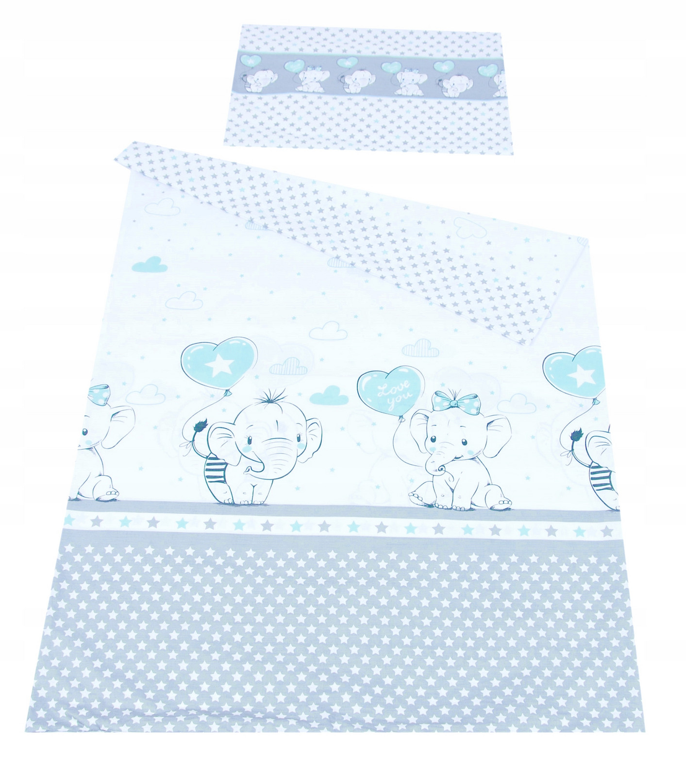 BBL Povlečení do postýlky 120 x 90 cm - tyrkysový sloník