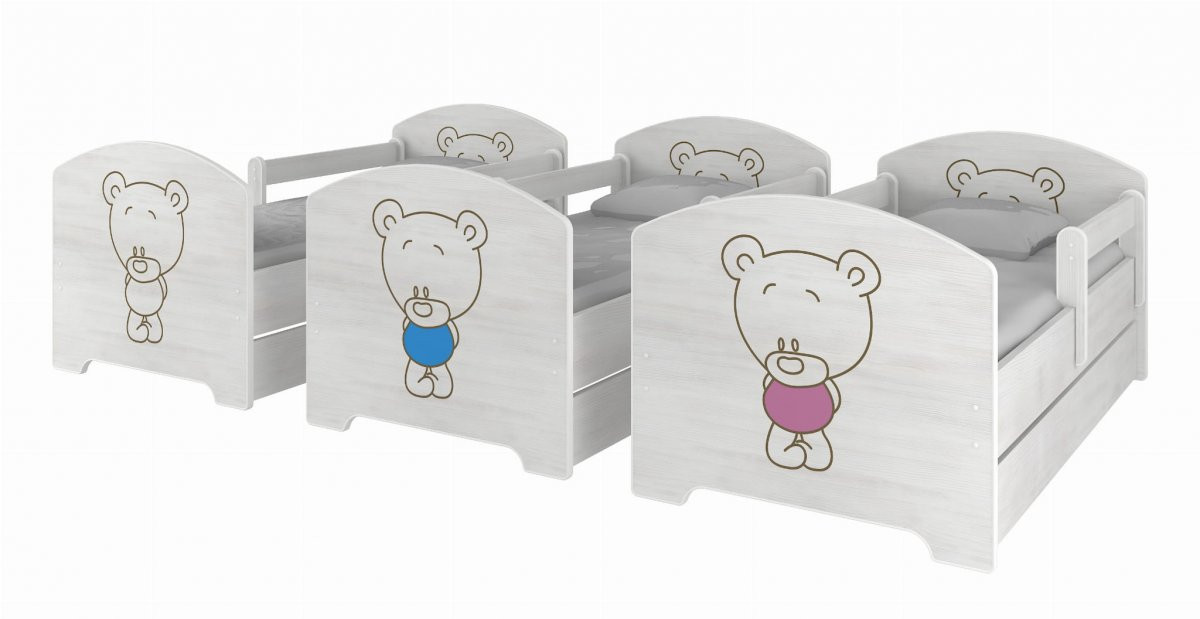 Luc Postel 160x80 cm Méďa, Norská borovice Barva: Modrá