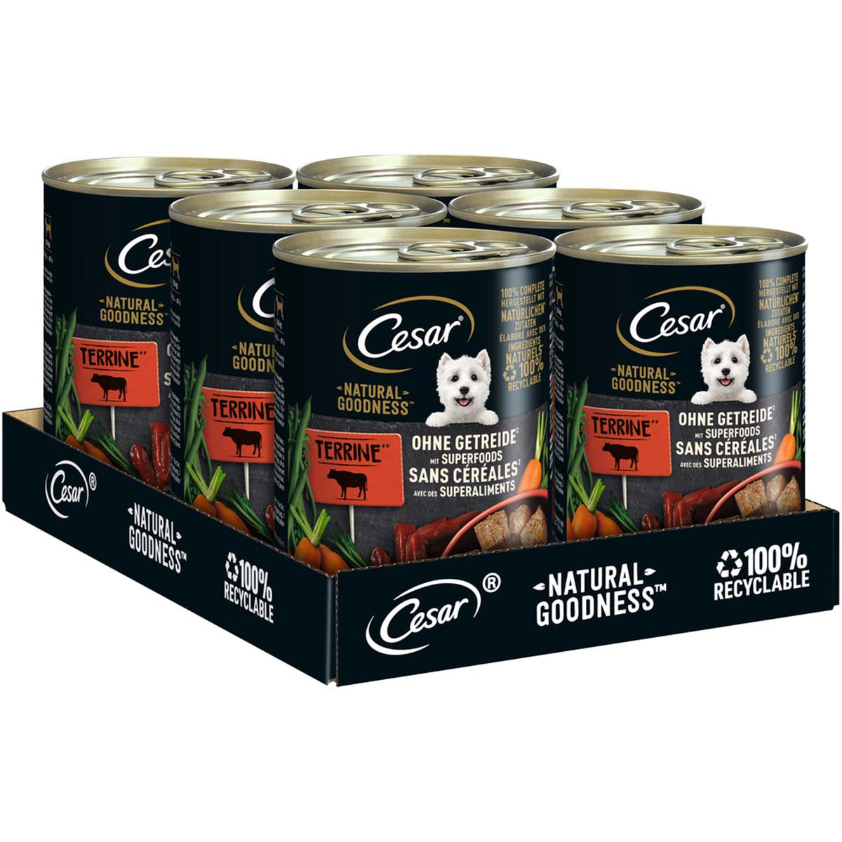 CESAR NATURAL GOODNESS konzerva s hovězím masem 6× 400 g