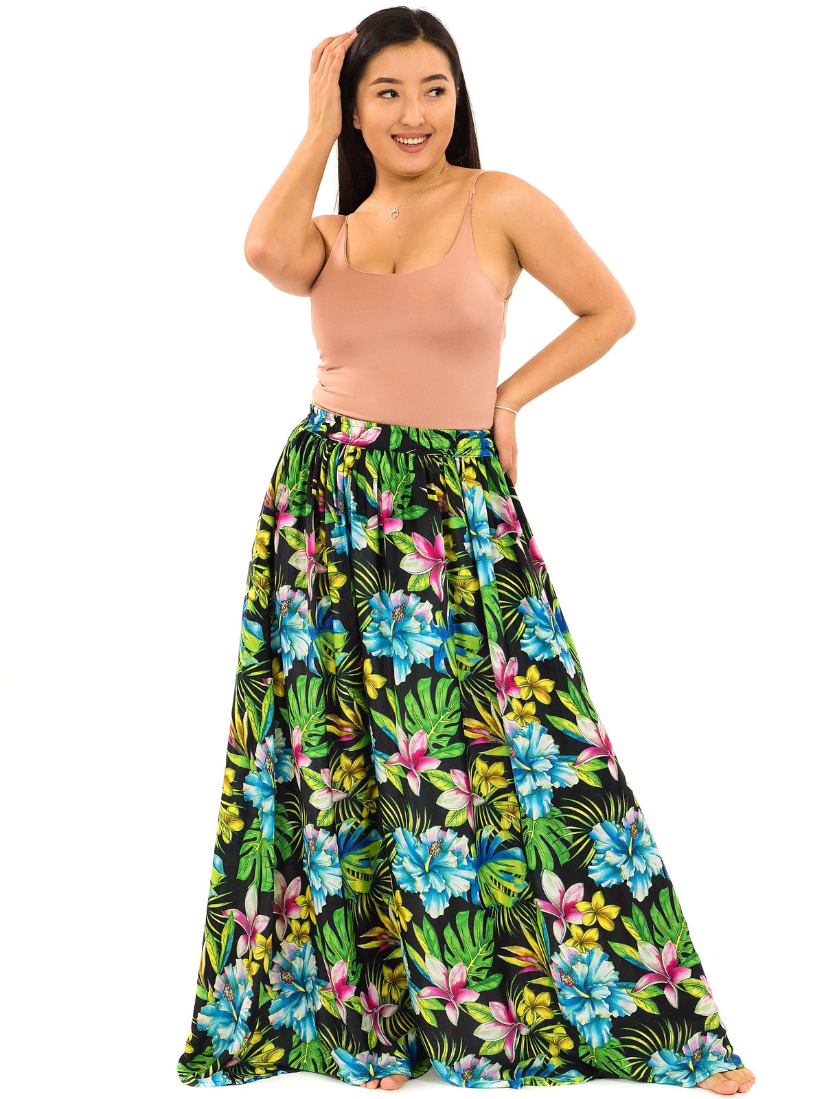 Himalife Maxi sukně s kapsami Kuga - černá s barvami Velikost: S/M