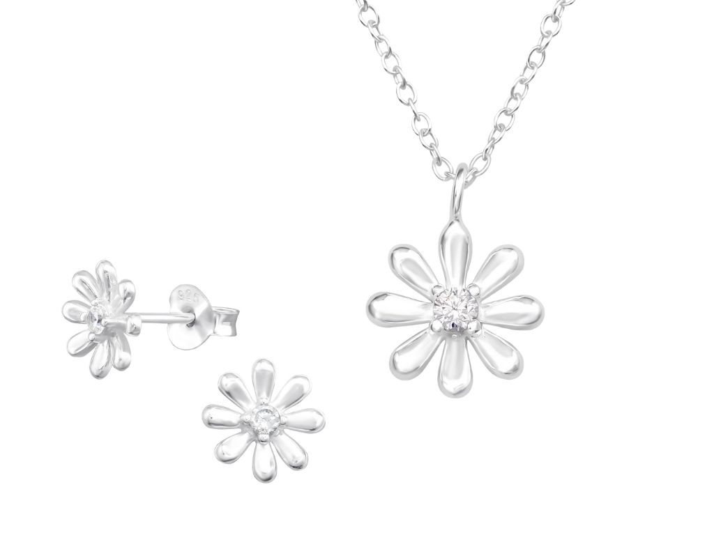 Bangles.cz Set řetízek + náušnice s motivem Sedmikráska + dárková krabička 2587