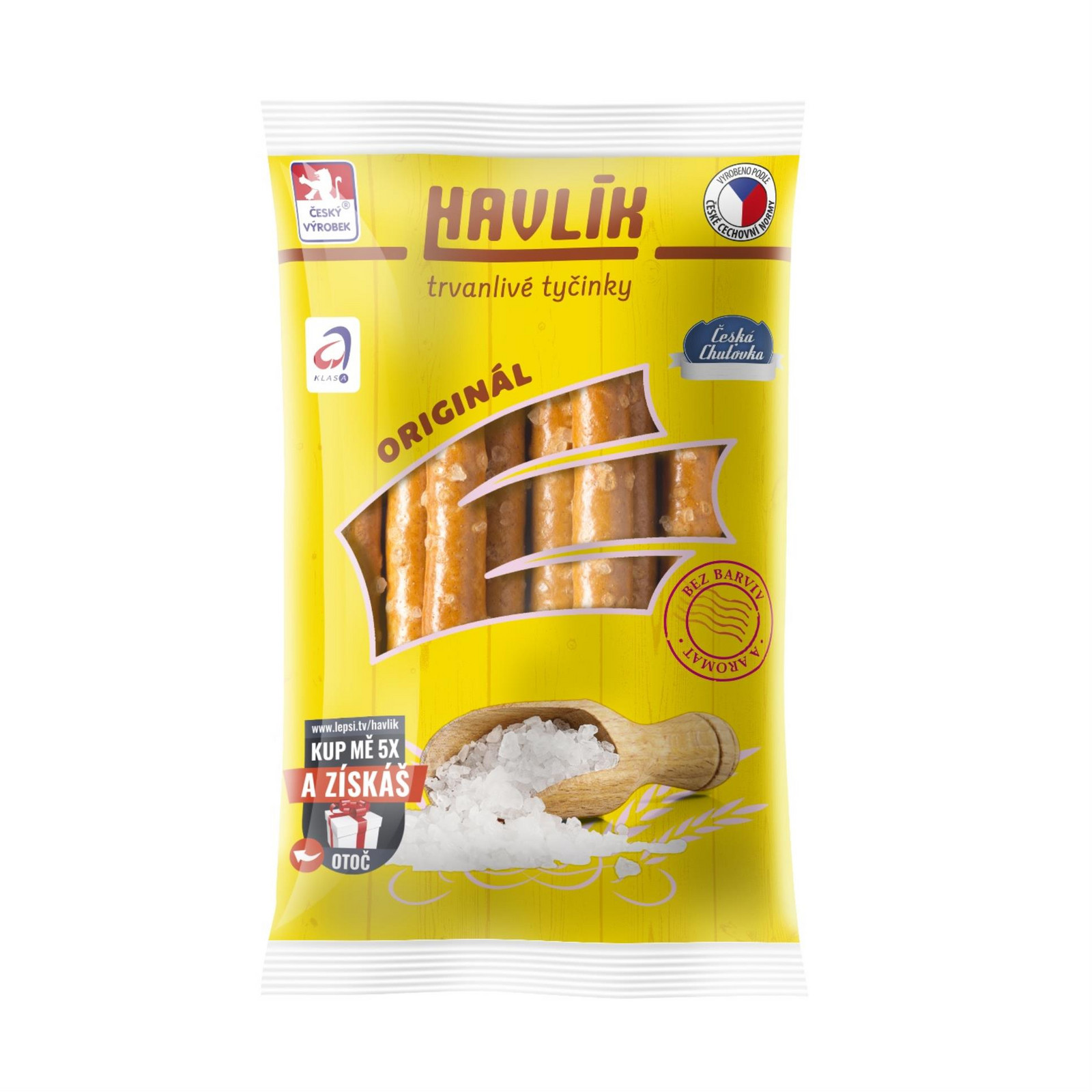 Trvanlivé tyčinky Havlík - se sýrem a solí, 90 g