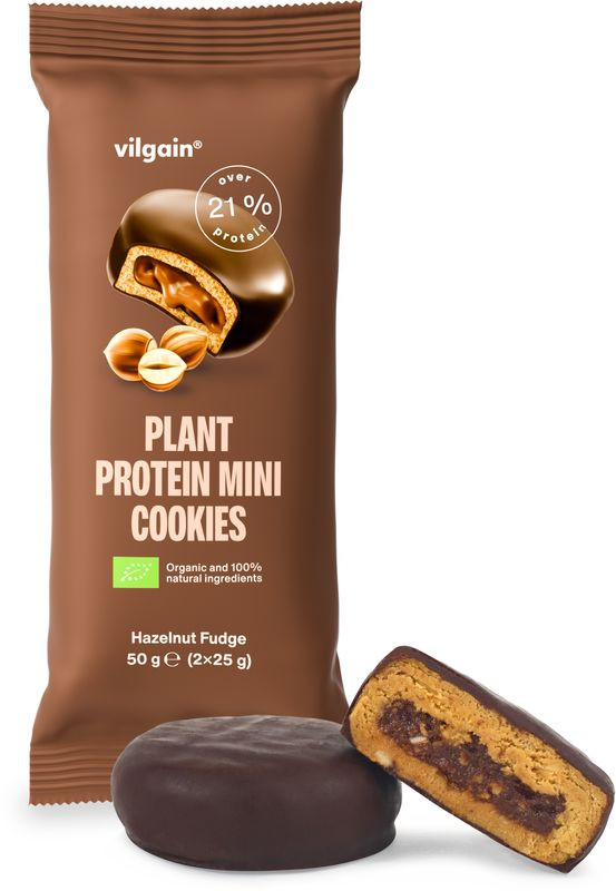 Vilgain Plant Protein Mini Cookies BIO – Lískooříškový fondán 50 g (2 x 25 g)