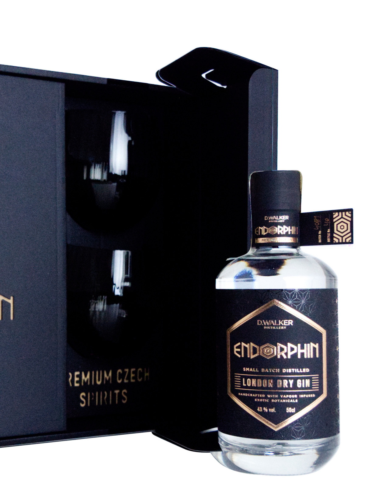 Endorphin gin Endorphin sada: London Dry Gin + 2x šedé skleničky Tethys