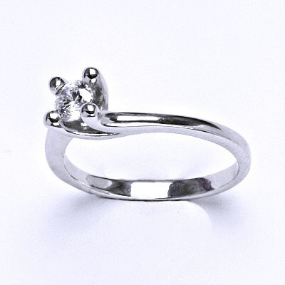 Stříbrný prsten, prsten ze stříbra, syntetický zirkon, váha 2,75 g, vel.55