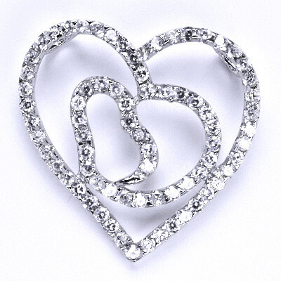 Stříbrný přívěsek s čirrými zirkony srdce, přívěsek ze stříbra,váha 6,10 g