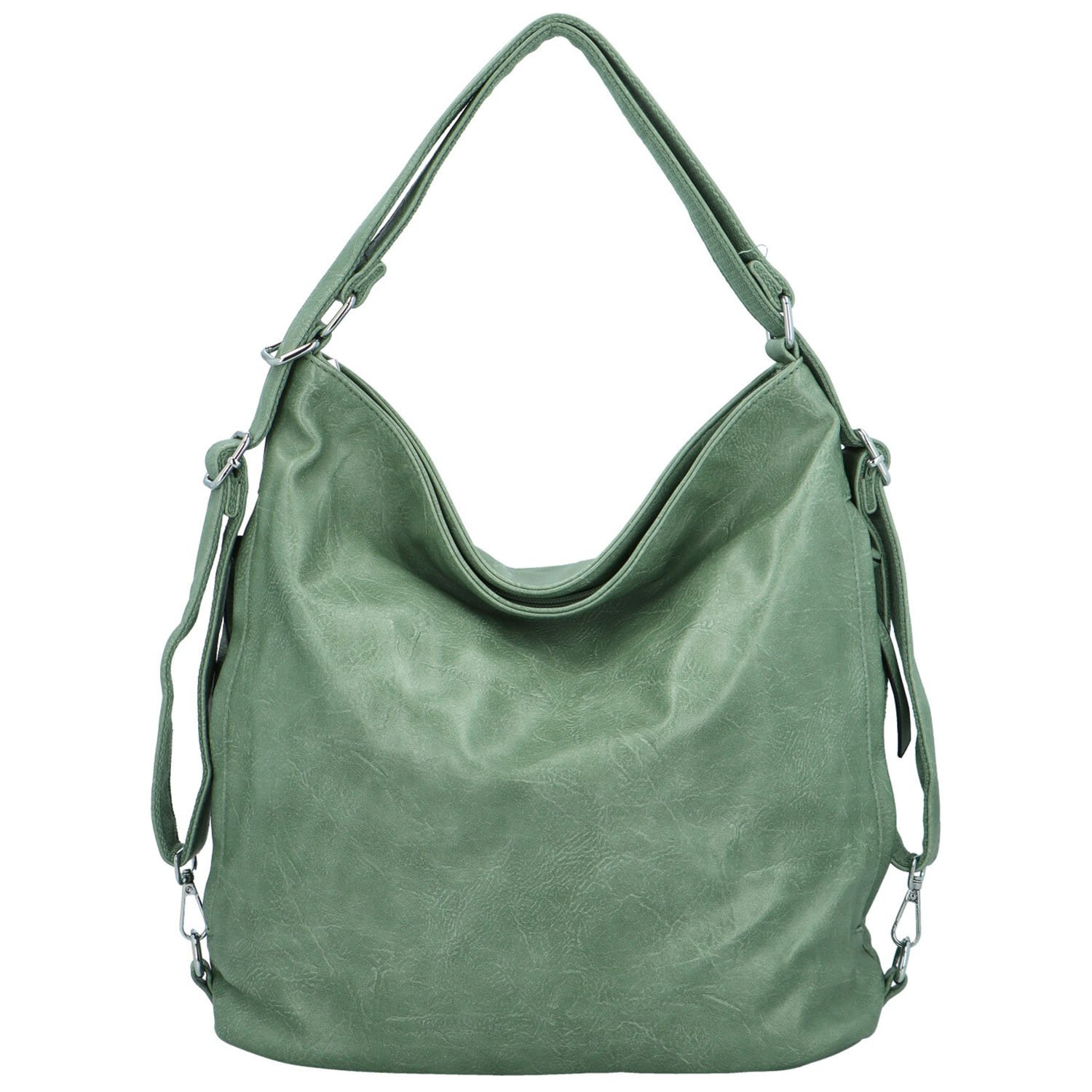 Trendy dámský koženkový kabelko-batoh Lambros, zelený