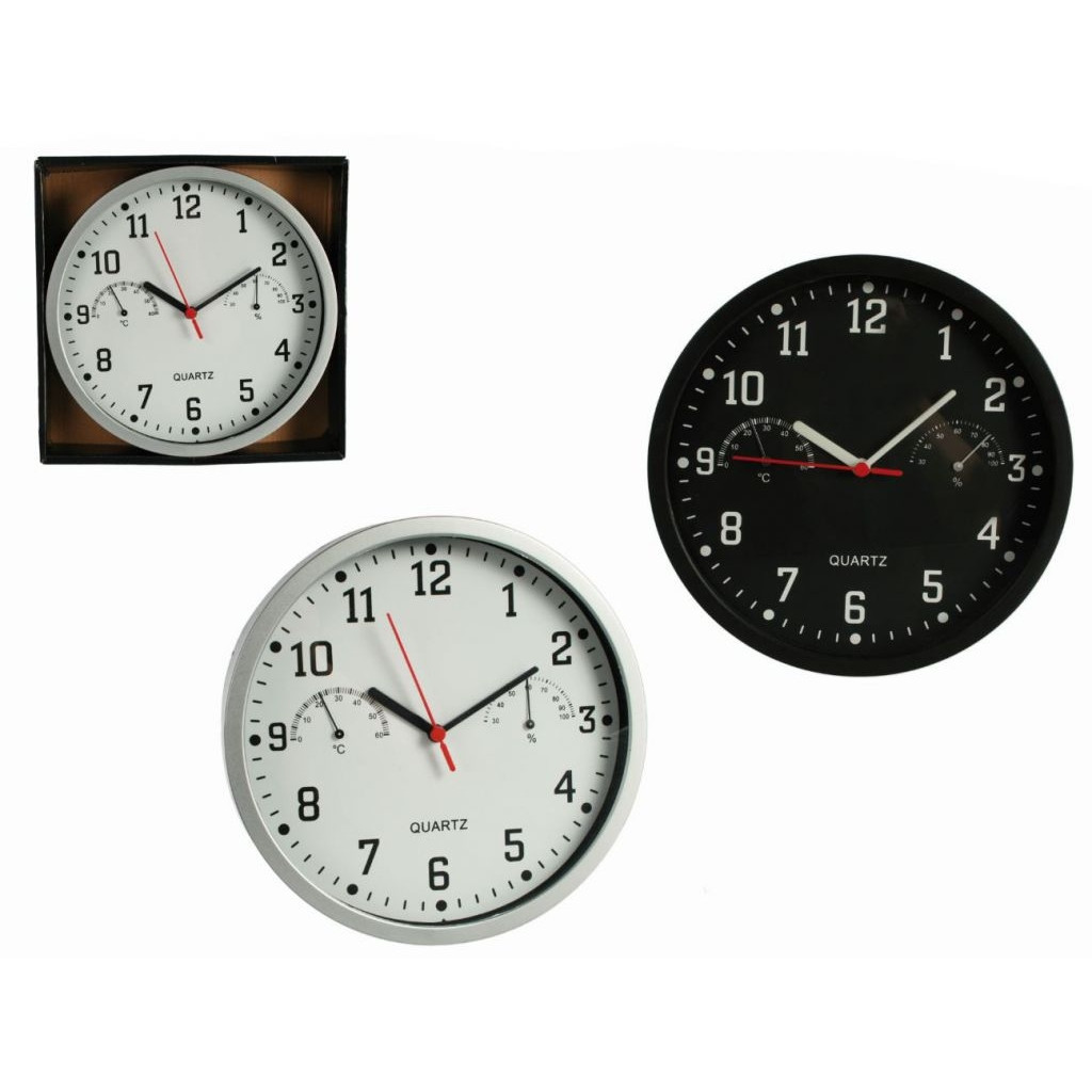 Hodiny pro řidiče s teploměrem a vlhkoměrem - bílé