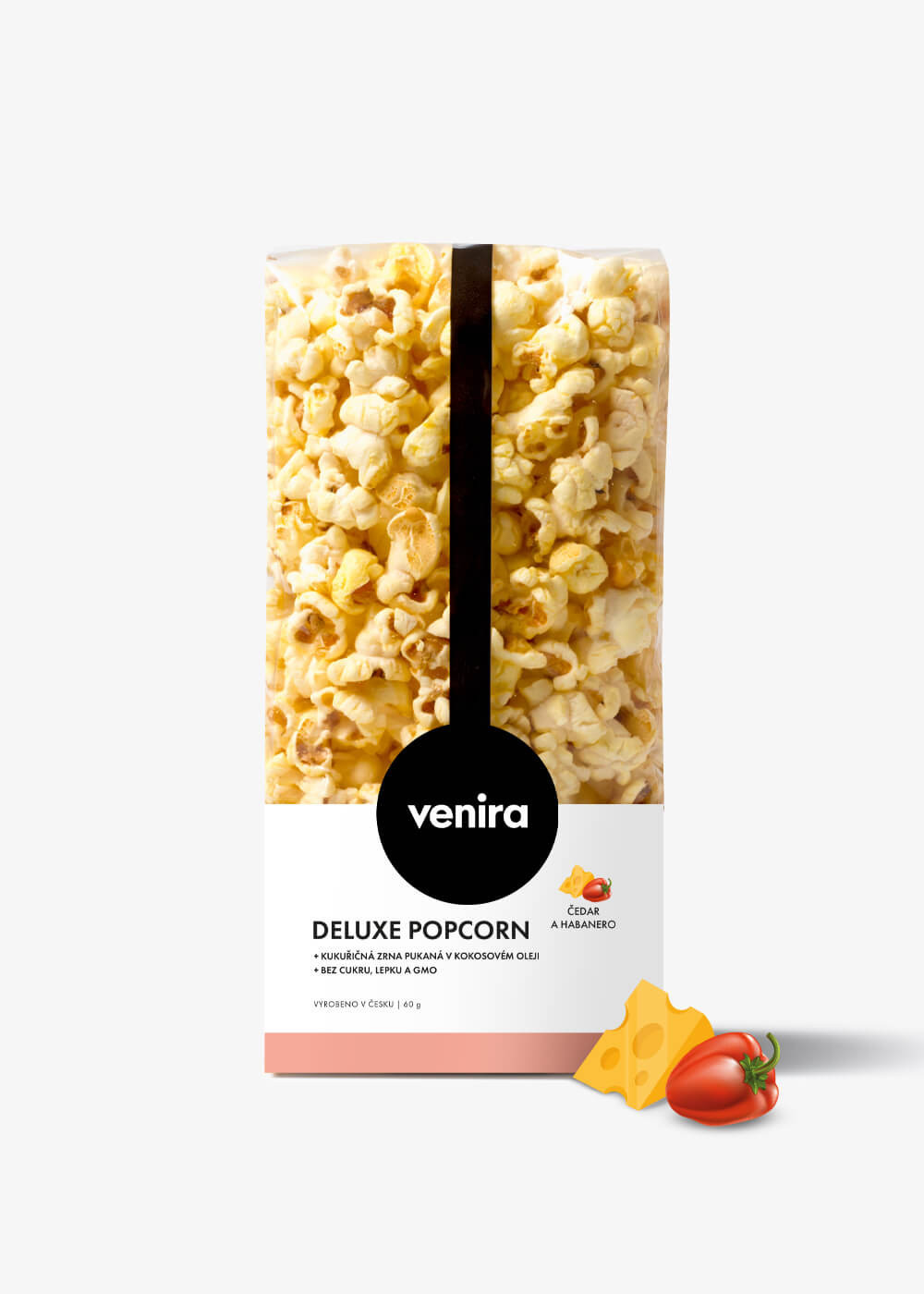 VENIRA deluxe popcorn, čedar a habanero, 60 g