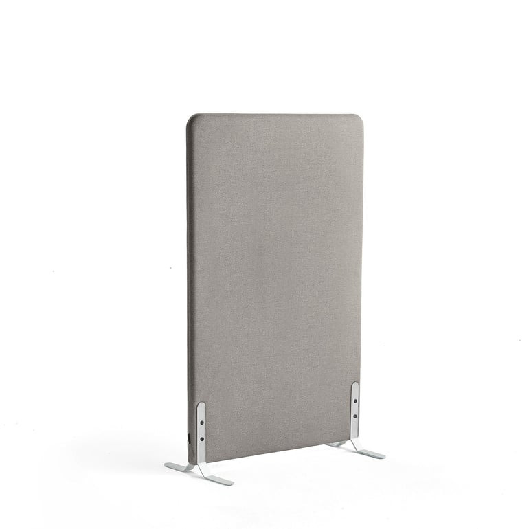 Paraván ZONE, 1360x800x46 mm, potah Rivet, bílé nohy, stříbrnošedá