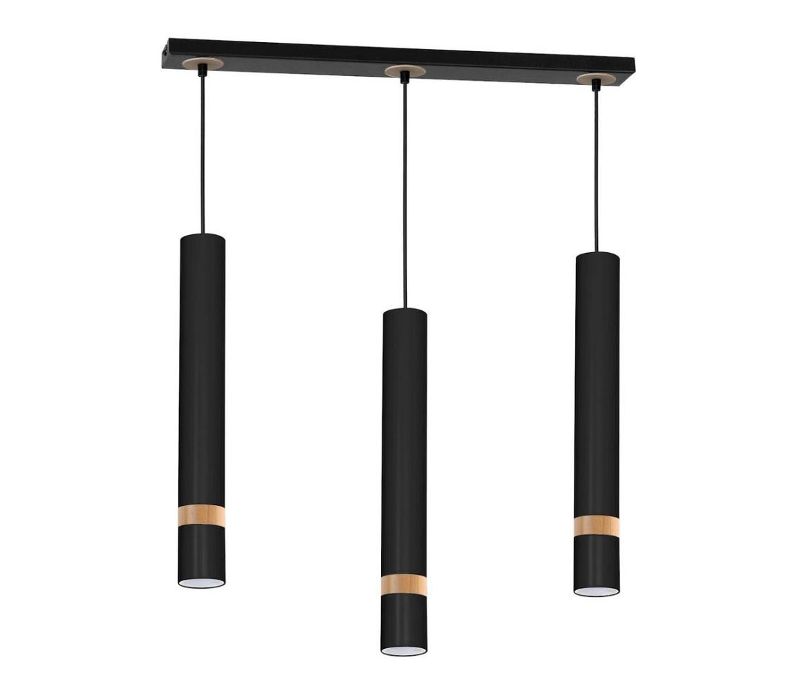 Lustr na lanku JOKER BLACK WOOD 3xGU10/8W/230V