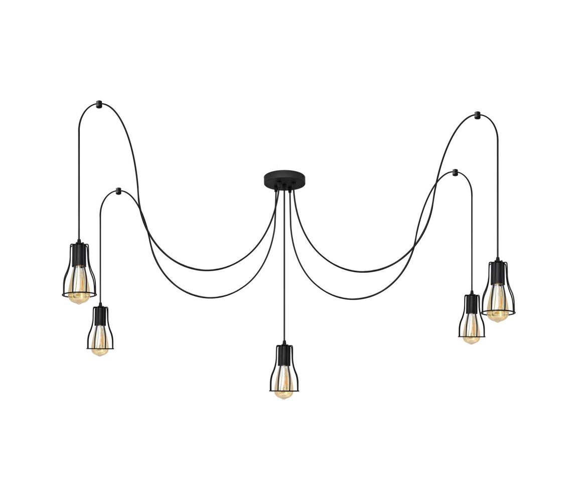 Lustr na lanku TUBE LONG 5xE27/10W/230V černá