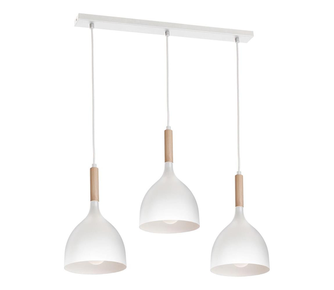 Lustr na lanku NOAK WOOD 3xE27/15W/230V bílá/buk