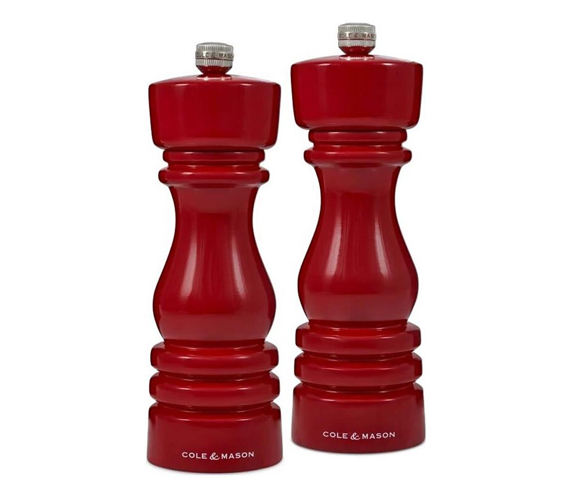 Cole&Mason Cole&Mason - Sada mlýnků na sůl a pepř LONDON 2 ks 18 cm buk/červená
