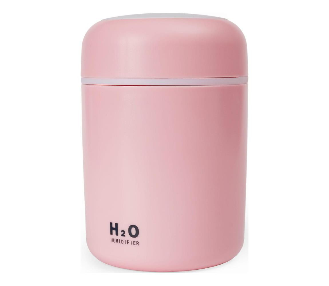LED RGB Ultrazvukový aroma difuzér a zvlhčovač vzduchu LED/2W 300ml růžová