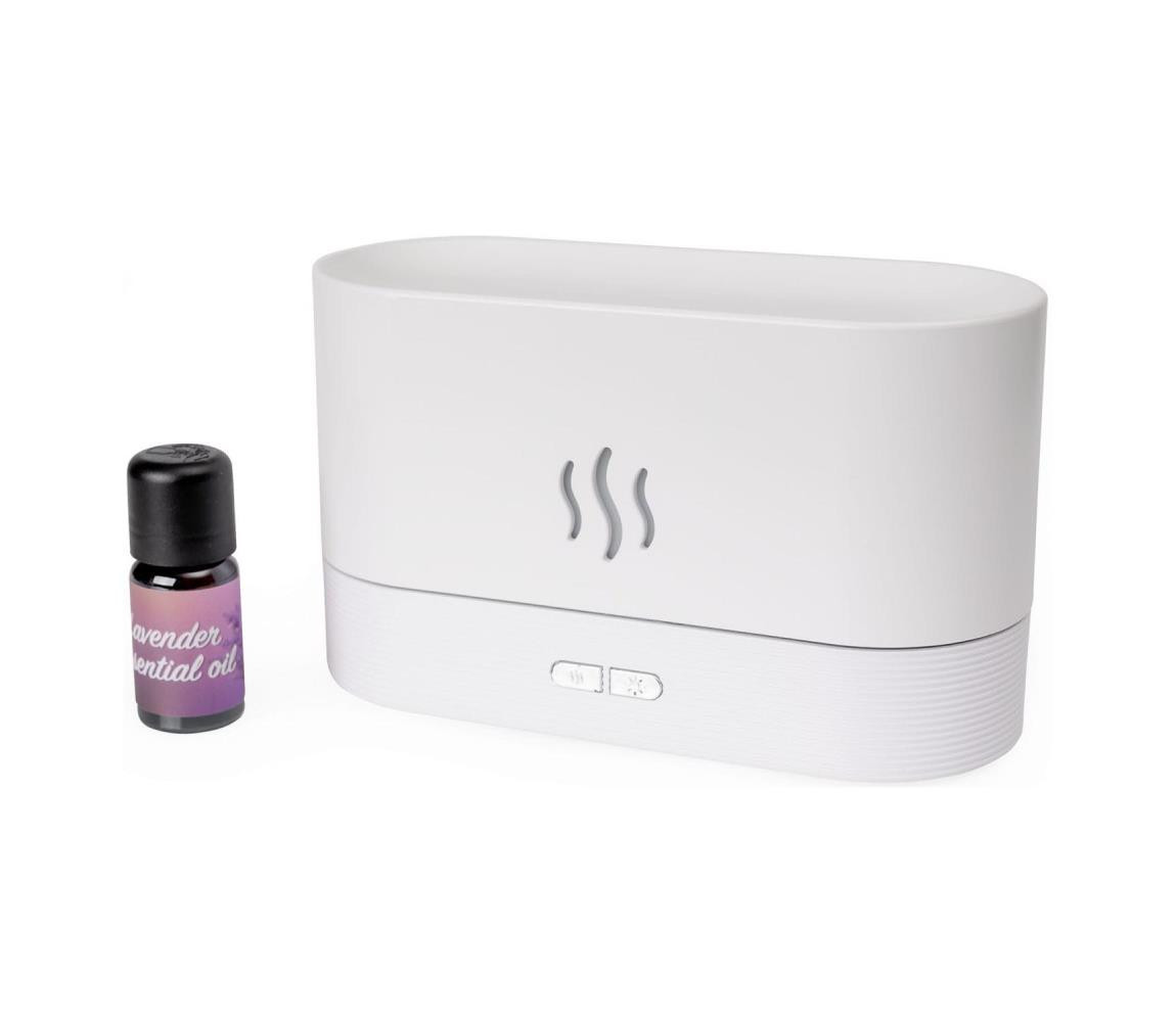 LED RGB Ultrazvukový aroma difuzér a zvlhčovač vzduchu s podsvícením 180ml bílá