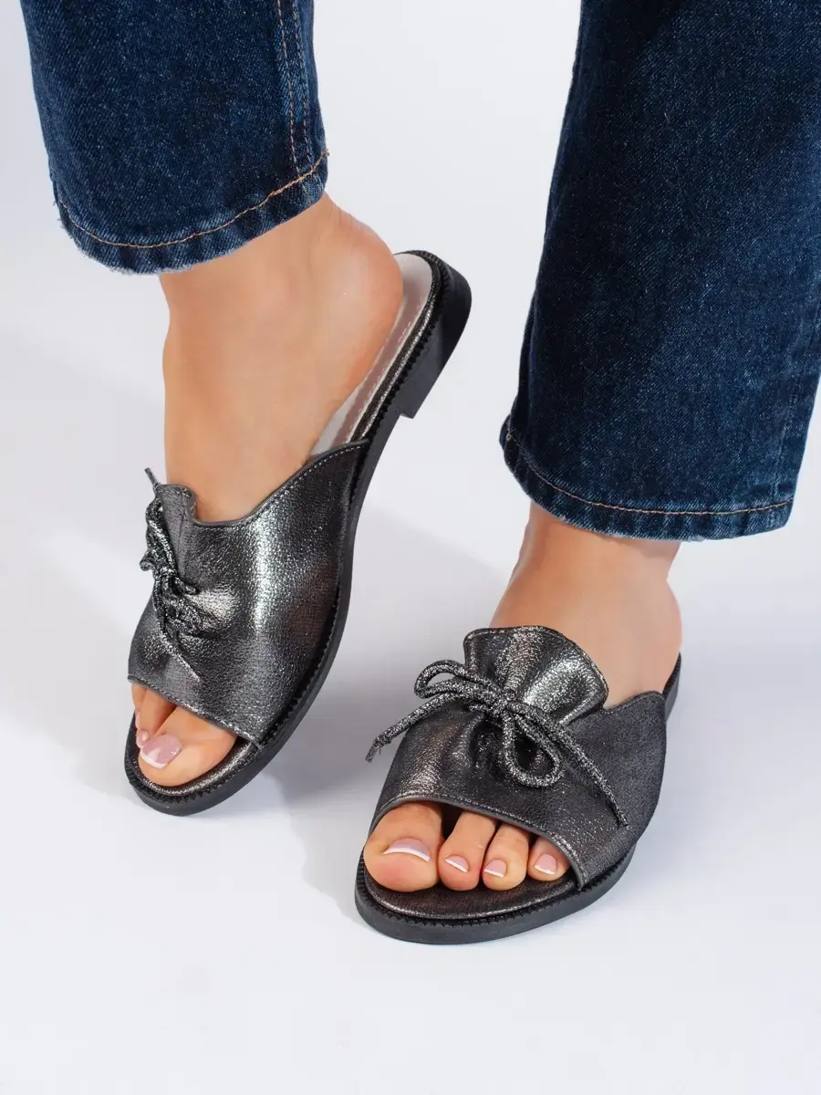 Trendy nazouváky stříbrné dámské bez podpatku