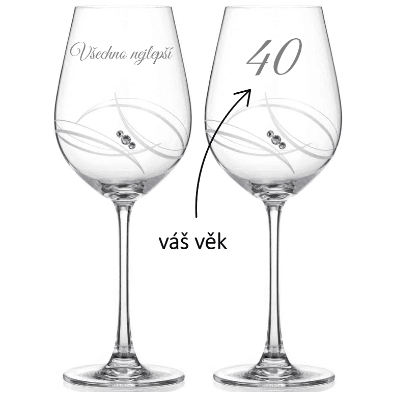Dekorant Sklenice na bílé víno Apollo s krystaly Swarovski 360 ml 2KS VŠECHNO NEJLEPŠÍ