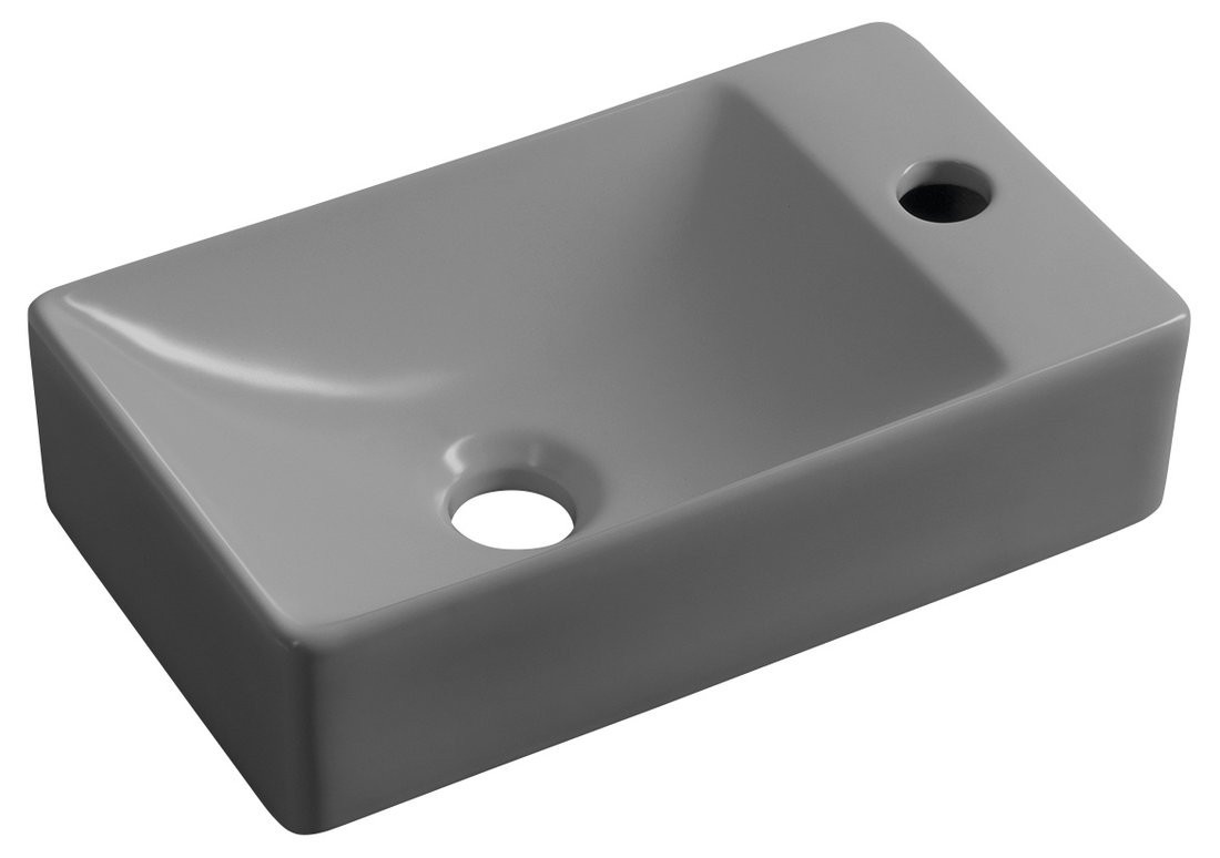 Sapho MARGITHA keramické umývátko 38x22cm, otvor pro baterii vpravo, šedá