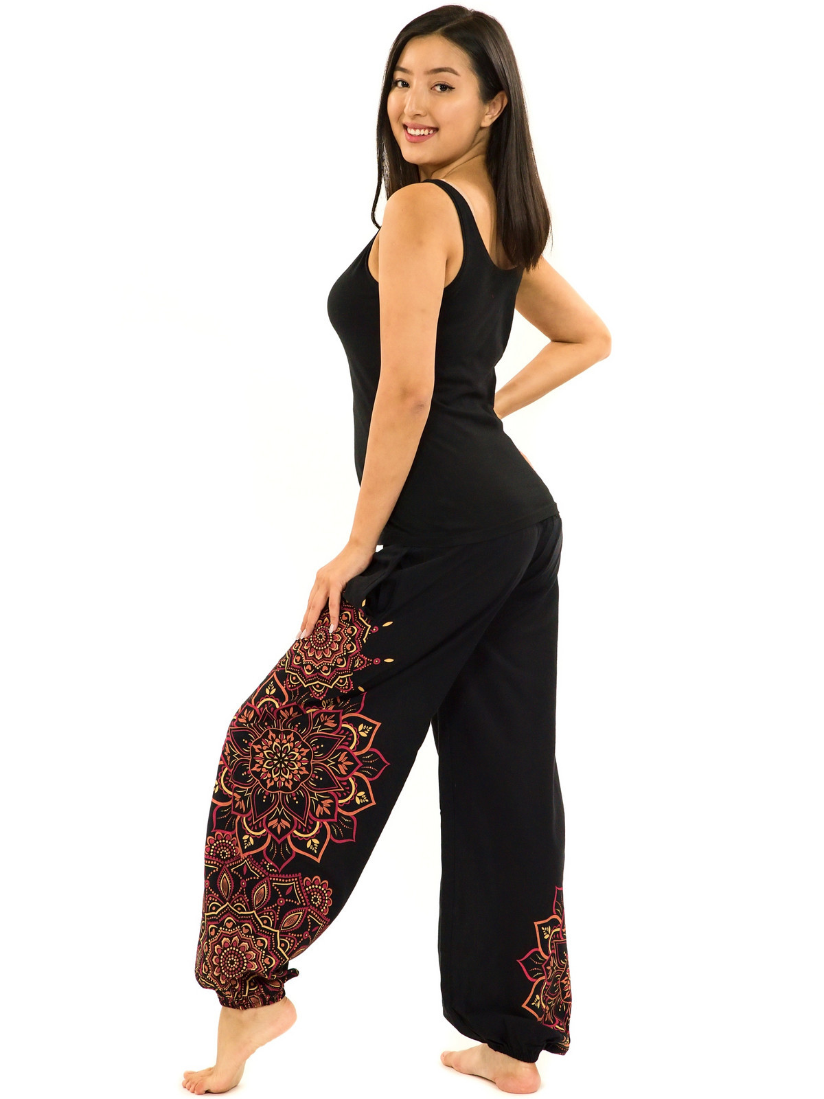 Himalife Kalhoty Damsa - černá s červenou Velikost: XXL/3XL